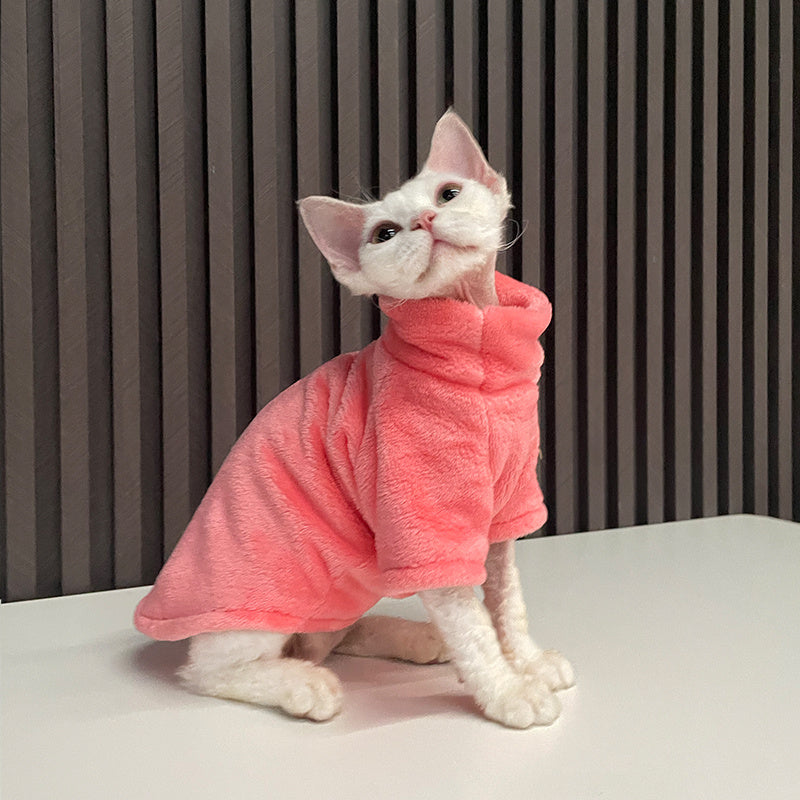 Cozy Fleece Cat Sweater with Turtleneck – Soft & Stylish