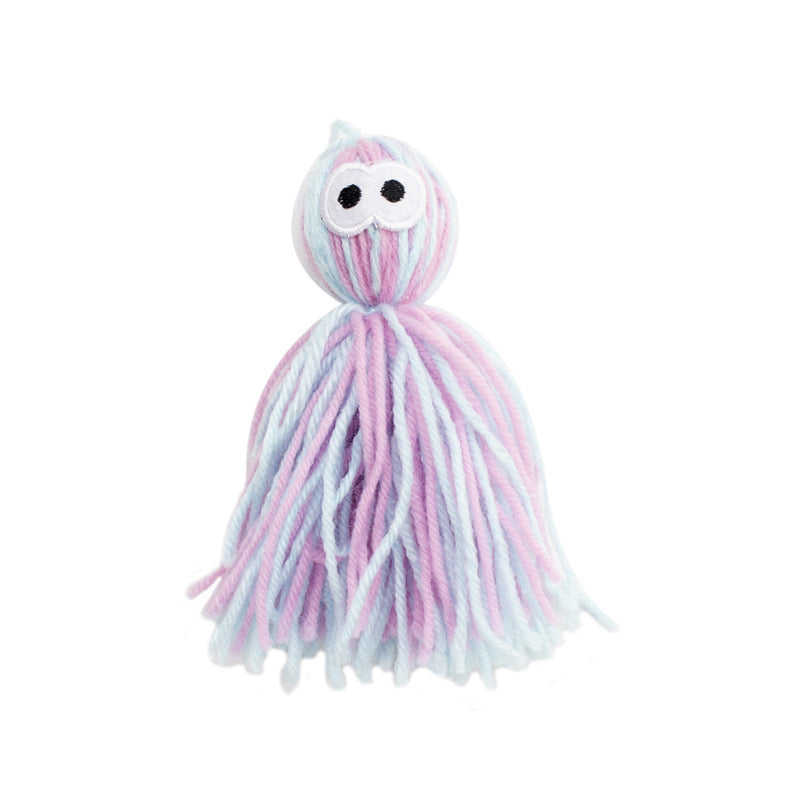 Squid-Inspired Wool Yarn Cat Toy – Interactive Hanging Toy for Cats