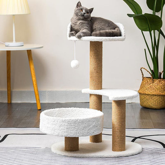 Cat Tree with Moon Crescent Design– Cozy Double Bed Cat Tower