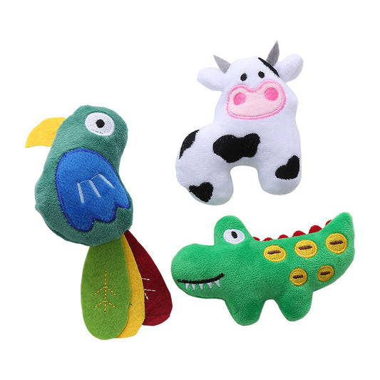 Plush Catnip-Filled Toy – Cow, Crocodile, or Parrot Designs