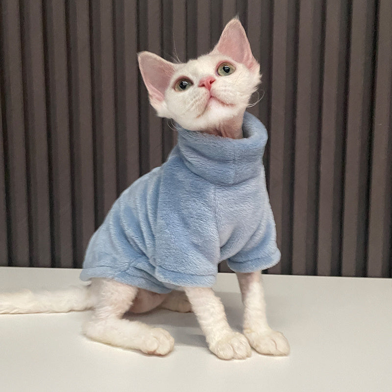 Cozy Fleece Cat Sweater with Turtleneck – Soft & Stylish