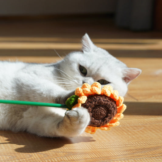 Flower-Shaped Teasing Wand for Cats – Interactive Cat Toy