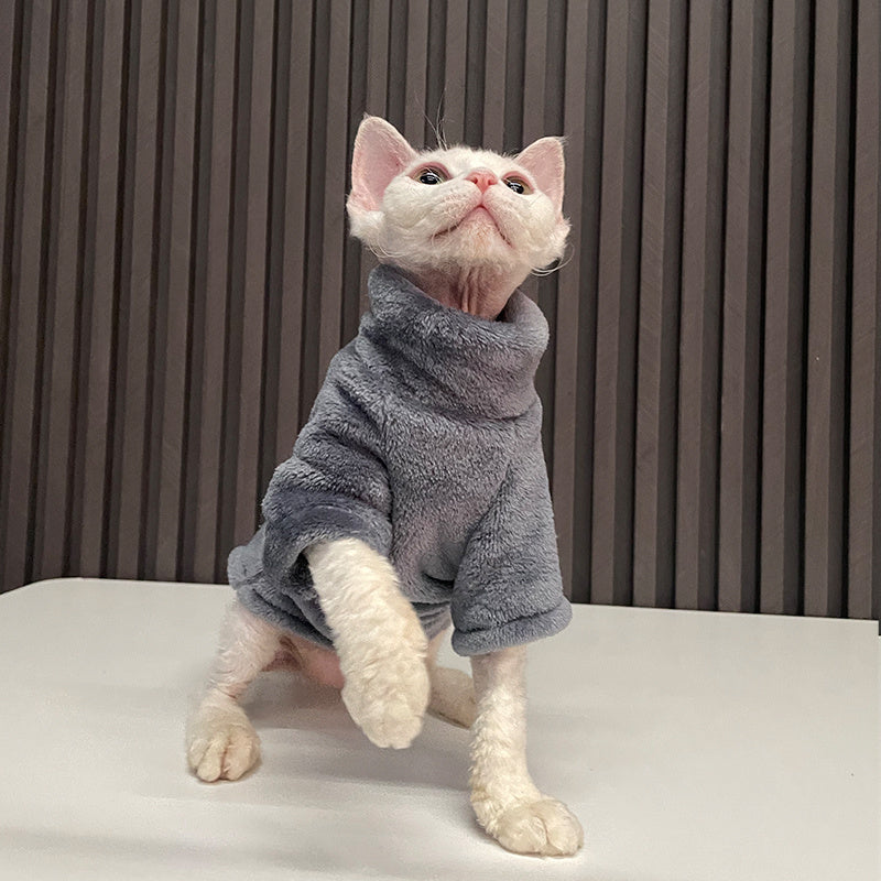 Cozy Fleece Cat Sweater with Turtleneck – Soft & Stylish