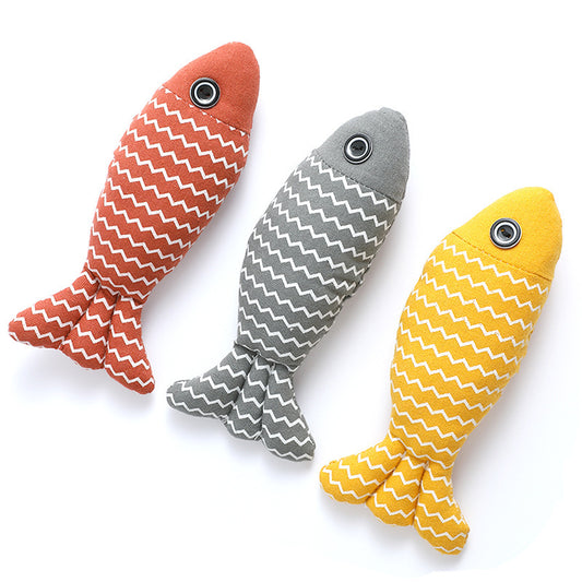 Catnip Fish Kicker Plush Toy – Chevron Patterned Fish for Cats