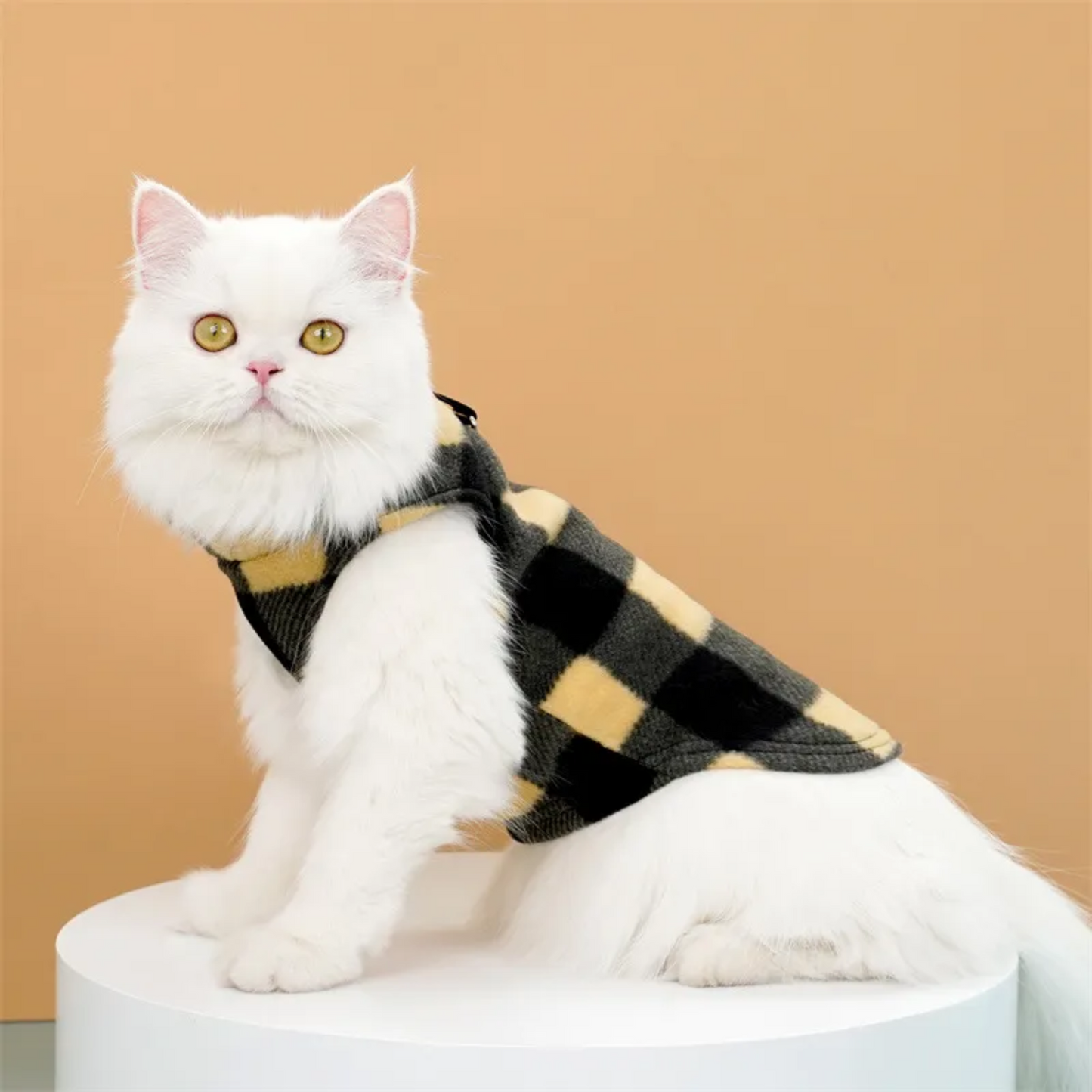 Plaid Fleece Cat Vest – Soft Flannel Vest with Leash Clip