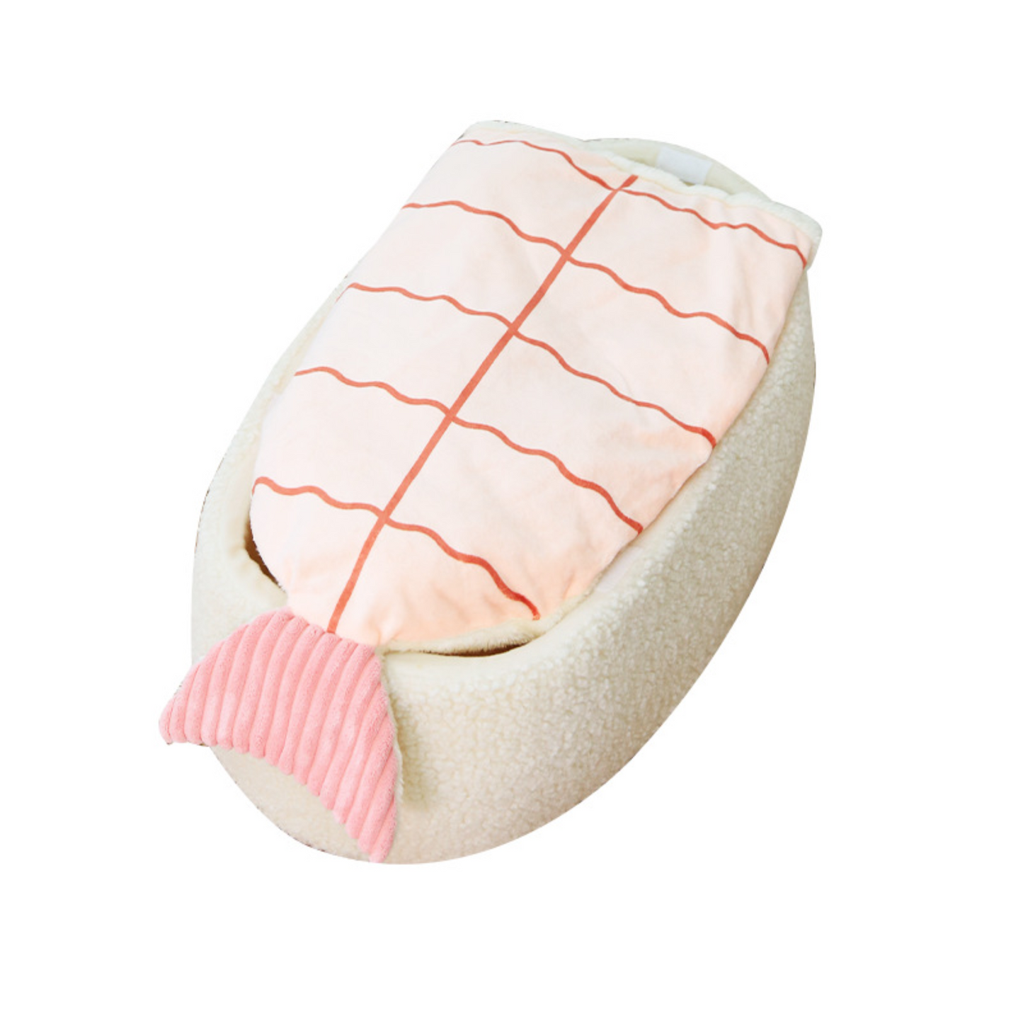 Sushi Roll Cat Bed – Plush Fish-Shaped Nest for Cats