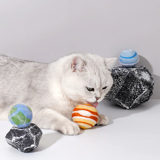 Catnip-Filled Felt Planet Balls for Cats – Interactive Pet Toys