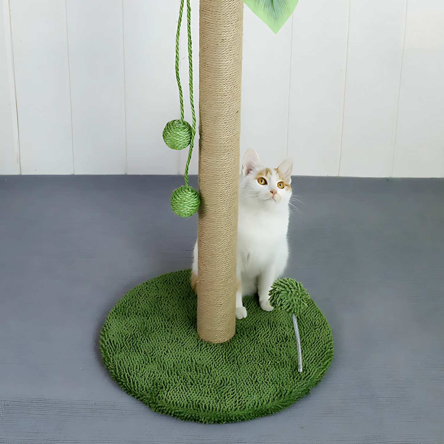 Tall Tree Cat Scratching Post with Hanging Balls & Spring Ball – 32.3 Inches High