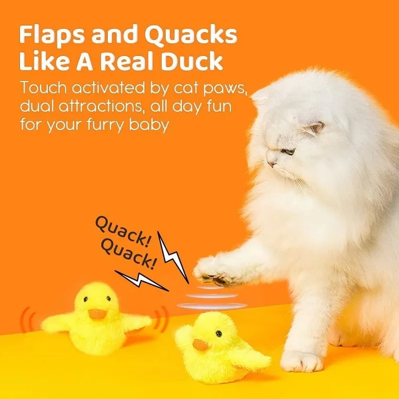 Rechargeable Plush Duck Squeaky Toy for Cats – Vibrating Sound and Interactive Play