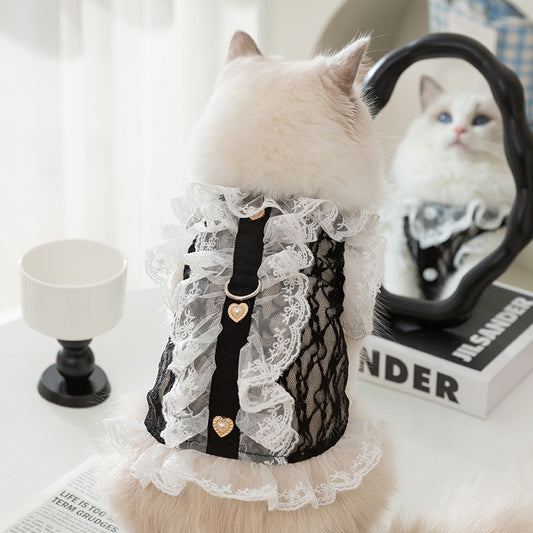 Cat Clothes Lace Traction Vest Puppy Kittens Thin Pet Cat Clothing