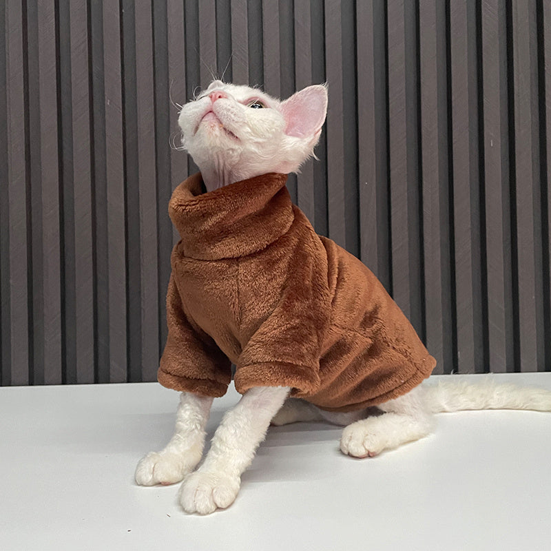 Cozy Fleece Cat Sweater with Turtleneck – Soft & Stylish